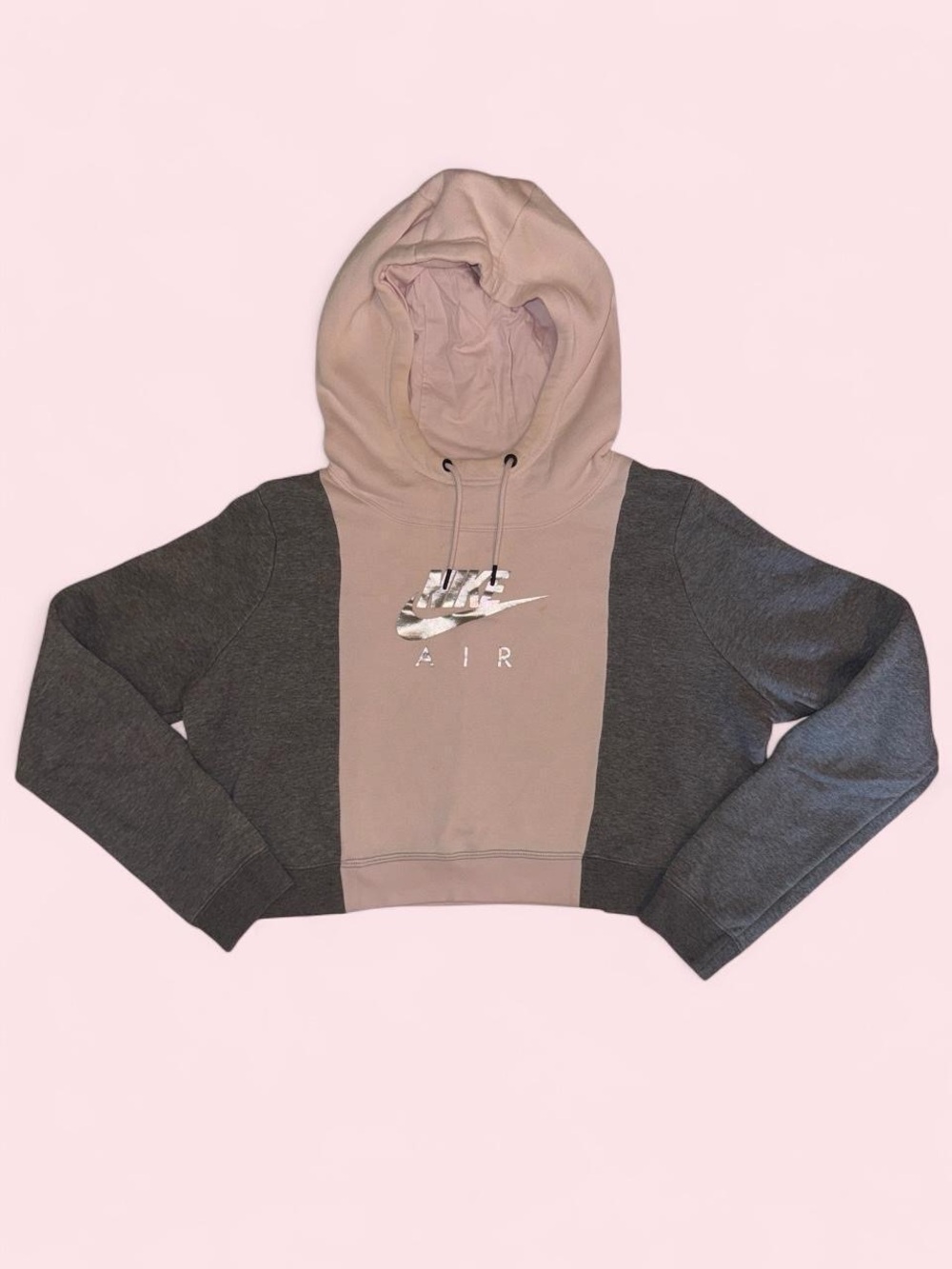 Nike Women’s Pink and Gray Cropped Air Hoodie